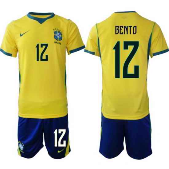 Youth Brazil 2026 FIFA World Cup Yellow Home Soccer Jersey BENTO #12